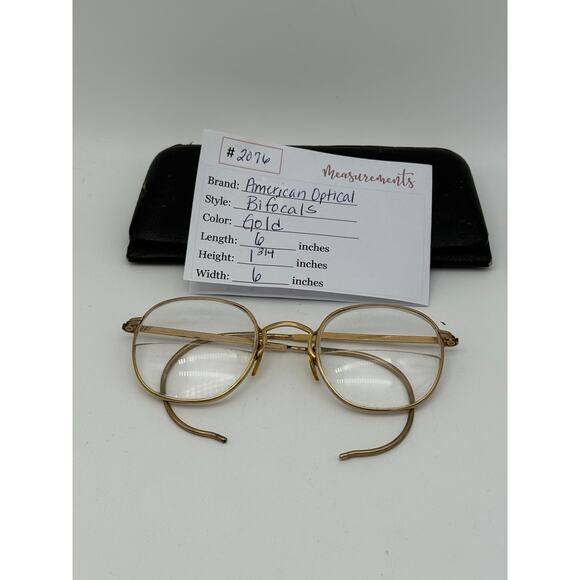 Vtg Antique American Optical 1-10 12K Gold Filled 6 1/2 Frame Glasses With Case - Picture 5 of 5